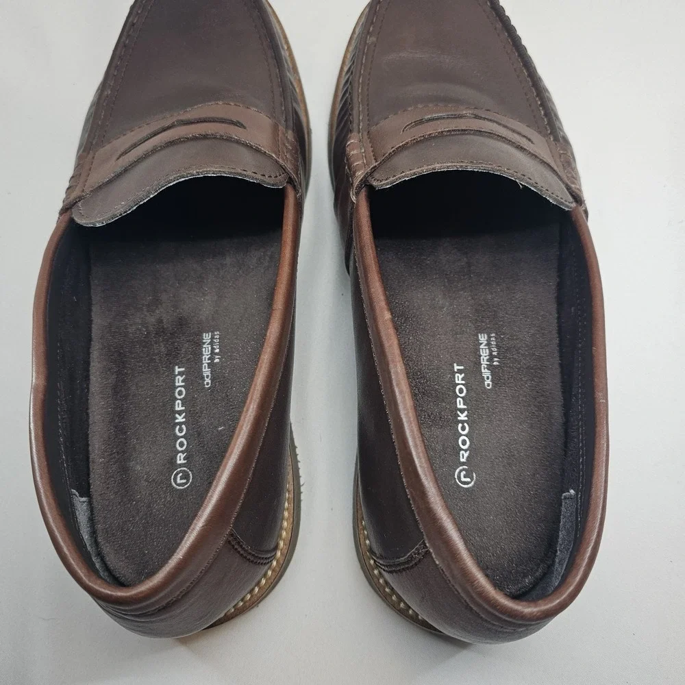 Rockport Leather Penny Loafers Brown Men's Size 12 Dress Comfort Shoes Adiprene